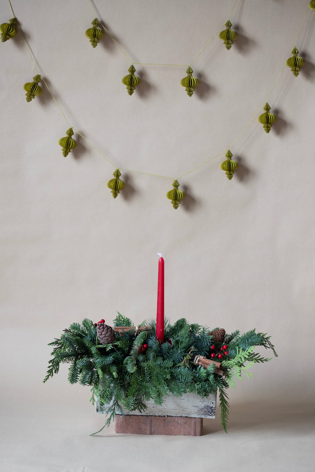 Yule log centerpiece